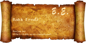 Bakk Ernő névjegykártya